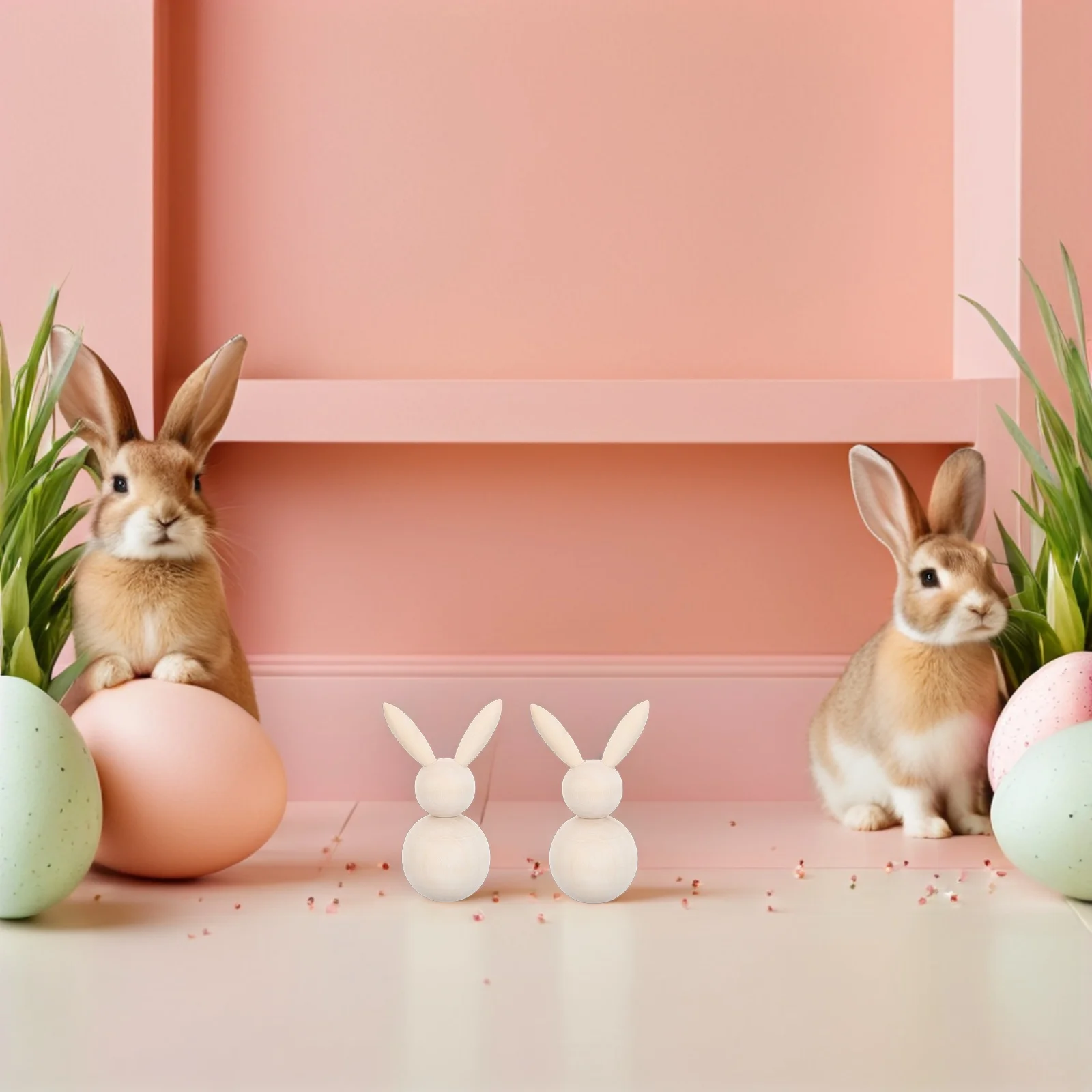 3 pçs kit de coelho de madeira inacabado conjunto de artesanato de madeira natural para primavera de páscoa decoração de casa pintura diy crianças adultos atividade criativa