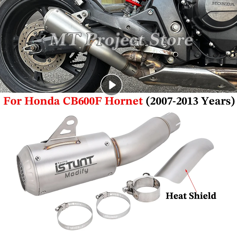 Slip On For Honda CB600F Hornet 2007 - 2013 Motorcycle Exhaust System Escape Middle Link Pipe With Muffler Heat Shield Tube
