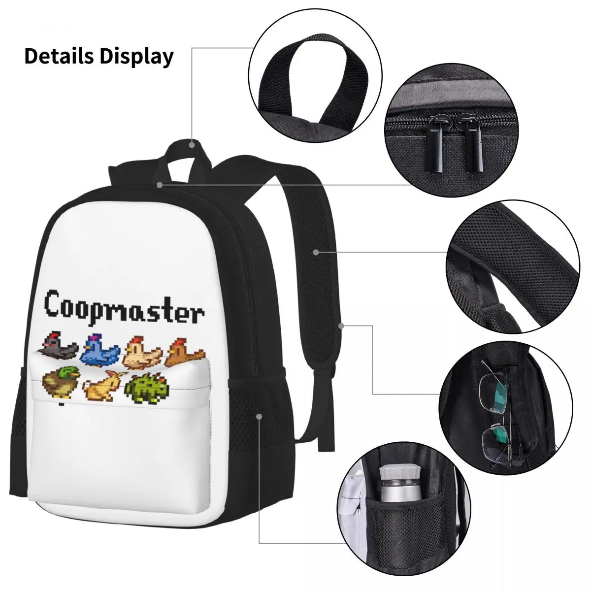 Stardew Valley Coopmaster Coop Animals Backpack Boy Girl Bookbag Students School Bags Rucksack Lunch Bag Pen Bag Three-Piece Set