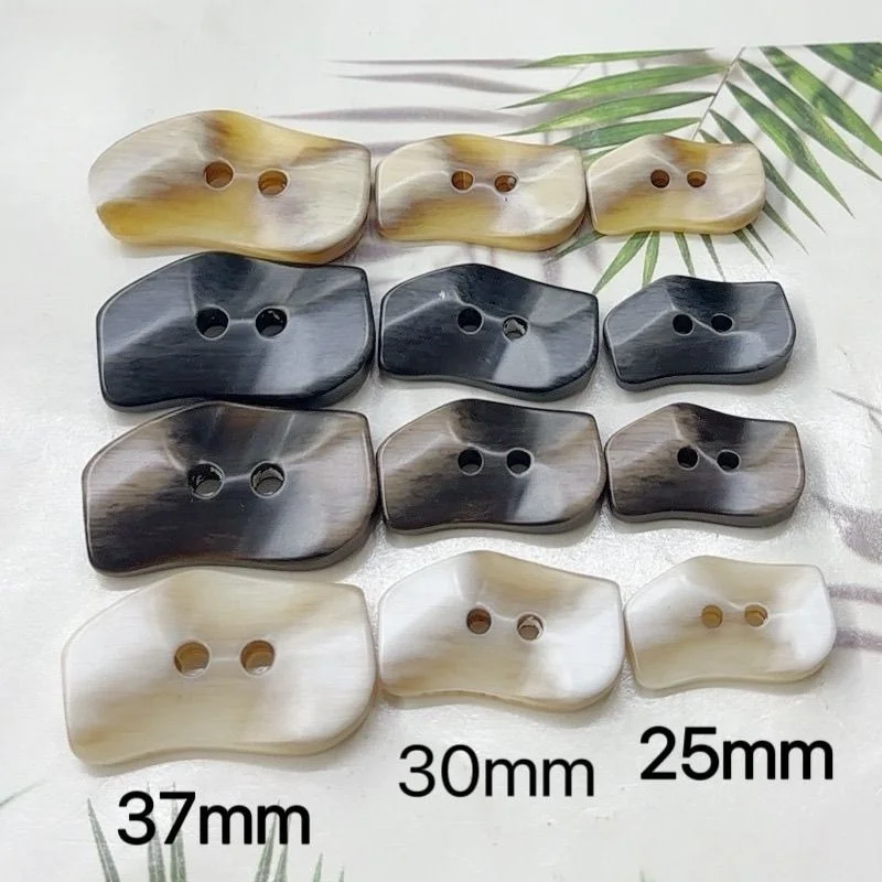 Resin buttons Two-eye special-shaped buttons Irregular square Coat trench coat Skirt Knitted jacket buttons exquisite