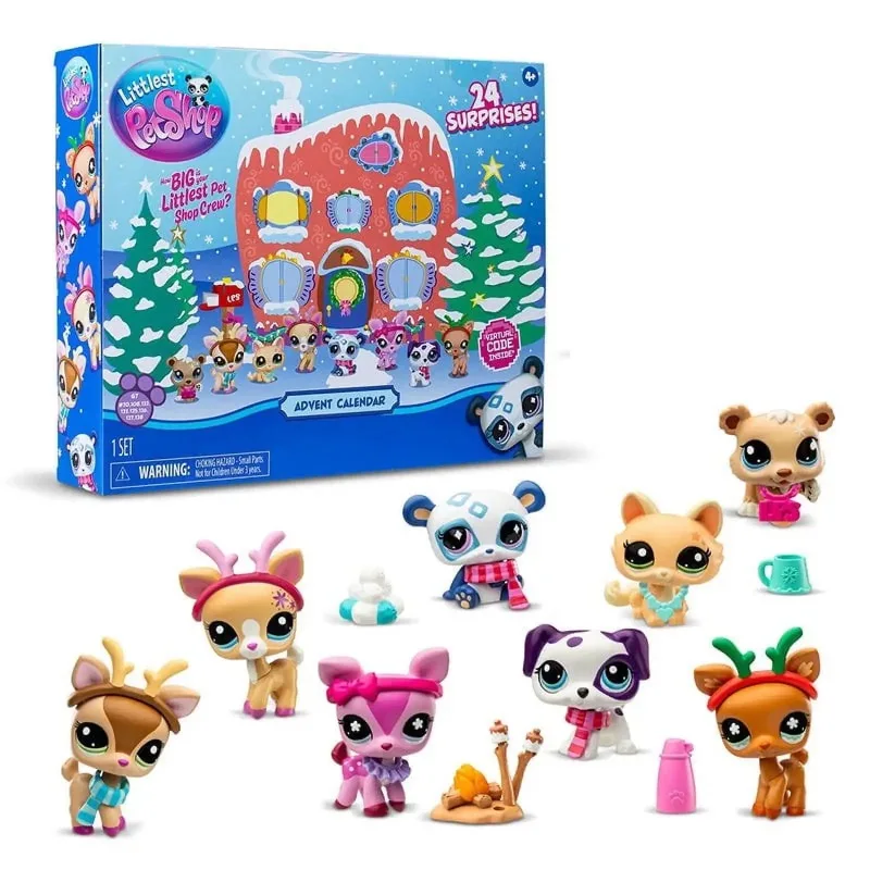 Calendário do advento 2025 mini loja brinquedos para animais de estimação, calendários de contagem regressiva de 24 dias brinquedo bonito de figura de animal de estimação para fãs de crianças, presente de contagem regressiva de natal