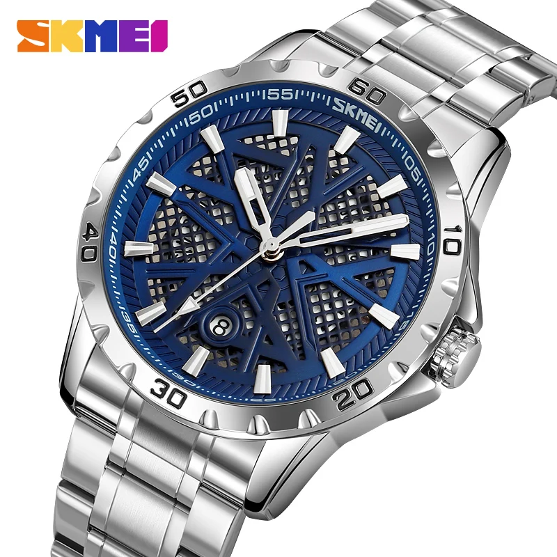 

SKMEI Luxury Quartz Watch Mens Personality Stainless Steel Strap Wristwatches 3Bar Waterproof Date Alarm Relogio Masculino