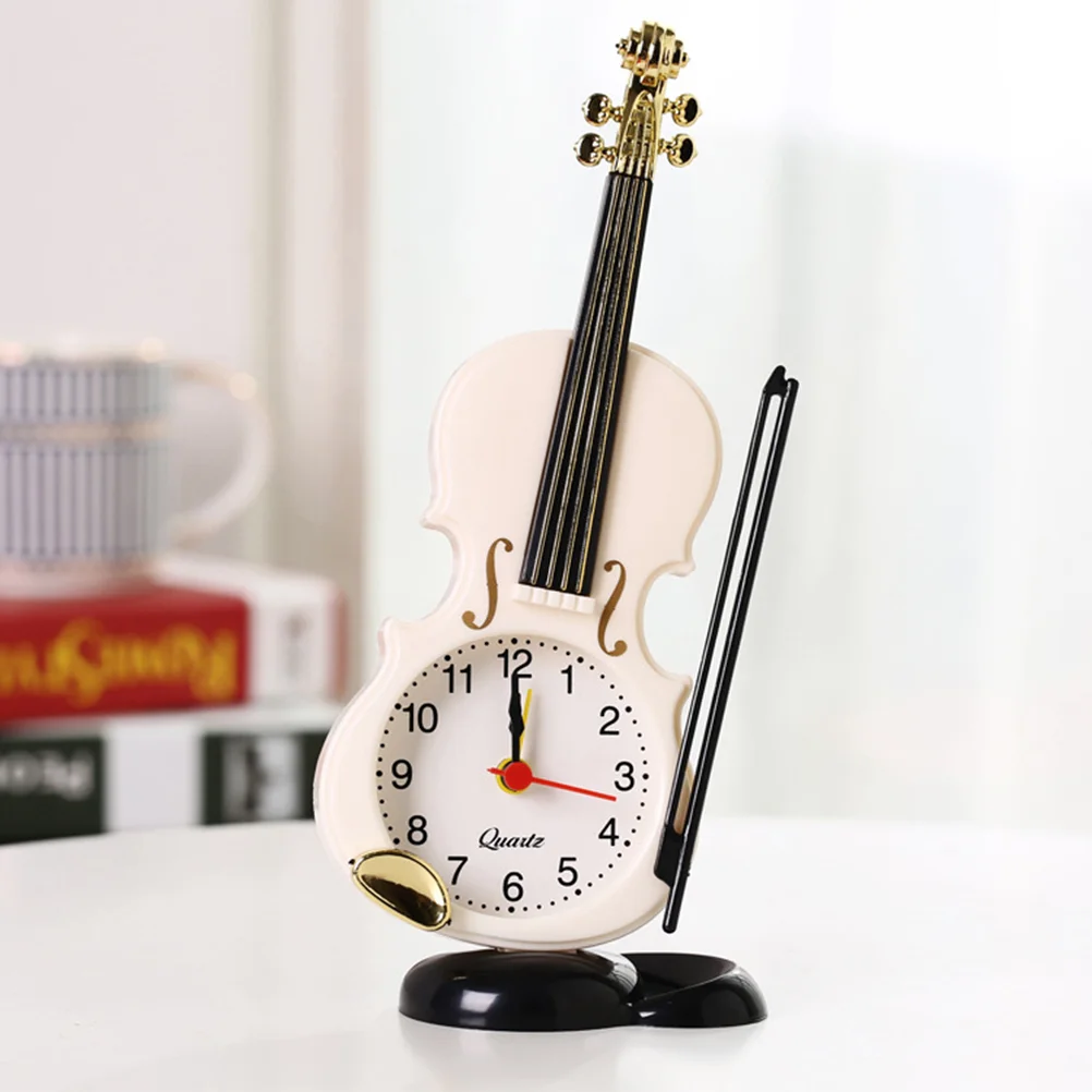 1pc Simulation Violin Clock Desktop Alarm Clocks Bedside Decorative Clock Morning Wake-up Device without Random Color