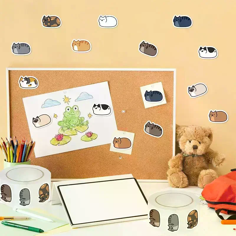500PCS Kawaii Cartoon Kat Tuo Tuo Roll Stickers Skateboard Laptop Bagage Skateboard Telefoon Cadeau Waterdichte Telefoon Leuke Sticker
