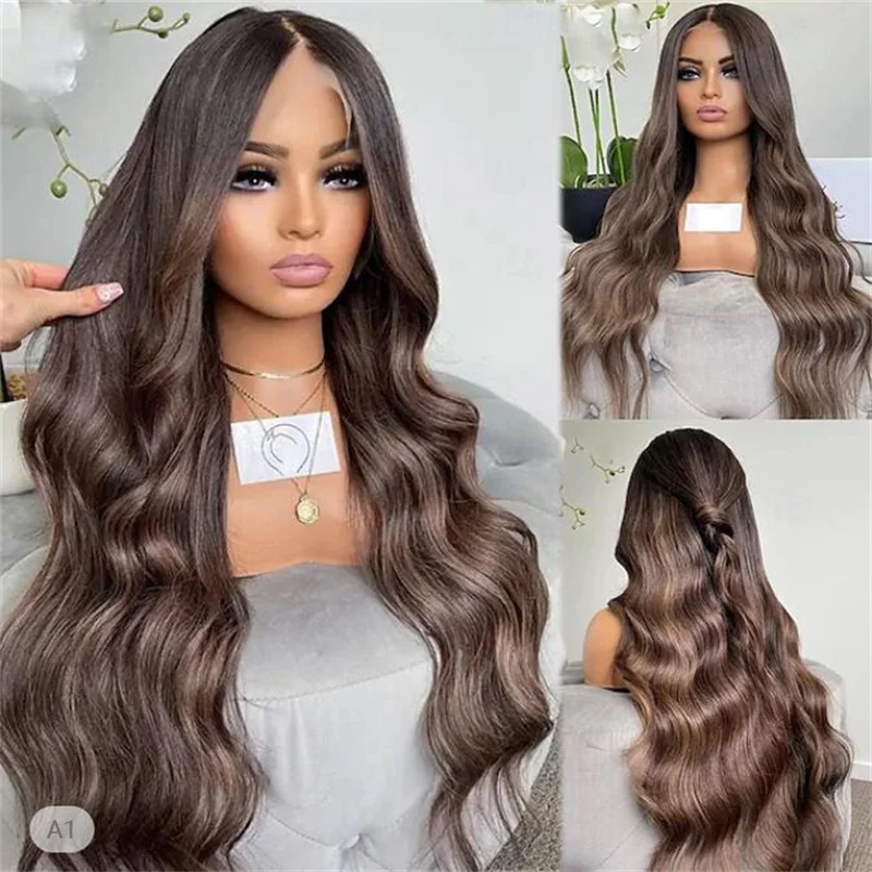 Ombre Blond Soft 26Inch 5x5 Silk Base Wave Jewish Glueless Human Hair With Baby Hair HD Lace European Hair Preplucked Daily