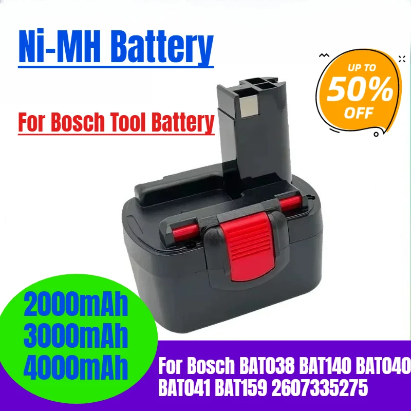 

For Bosch 14.4V 4000mAh Ni-MH BAT038 BAT140 BAT040 BAT041 BAT159 2607335275 2607335533 2607335534 Tool Battery