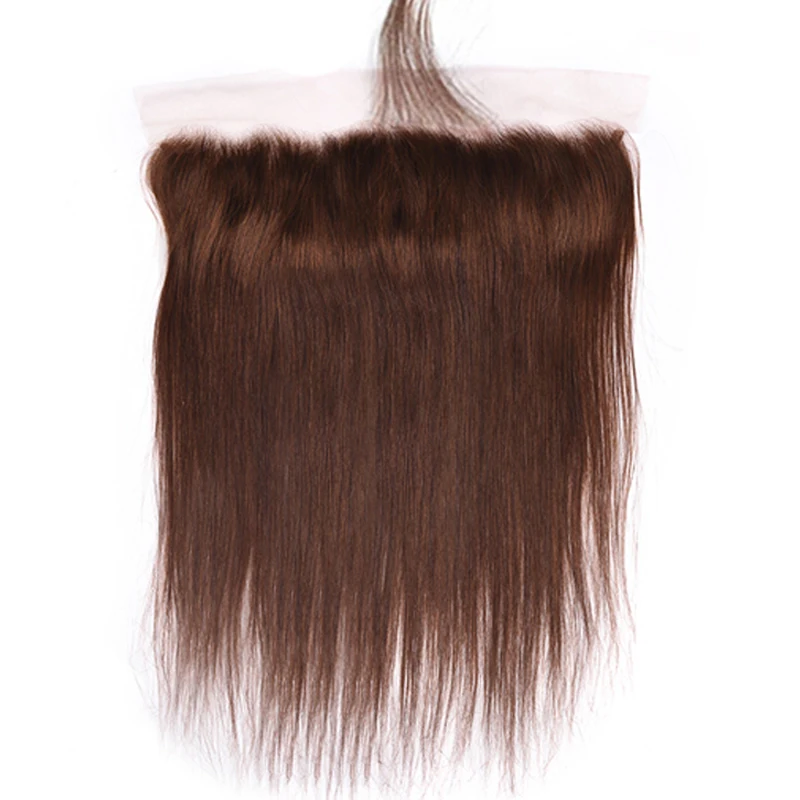 Brown 13x4 Lace Front With Bundles Brazilian Color 4# Human Hair Bundles With Front HairUGo Dark Brown Hair Weaving With Front