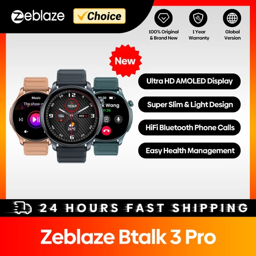 Zeblaze Btalk 3 Pro 스마트 워치 AMOLED 디스플레이, 하이파이 블루투스 전화, 건강 및 피트니스 추적, 2024 월드 프리미어 