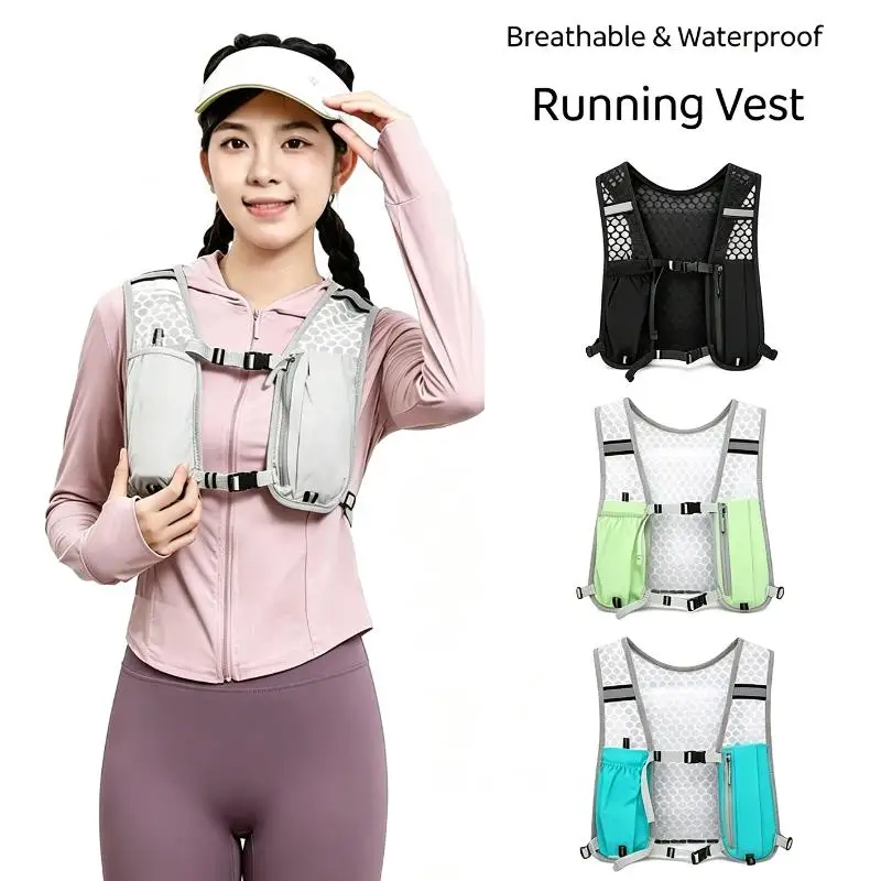 Lauf-Hydrationsrucksack mit Wasserblase 1 Stück Reflektierende Marathon-Weste für Nachtlauf, Wandern, Radfahren und Sport – Detail 8
