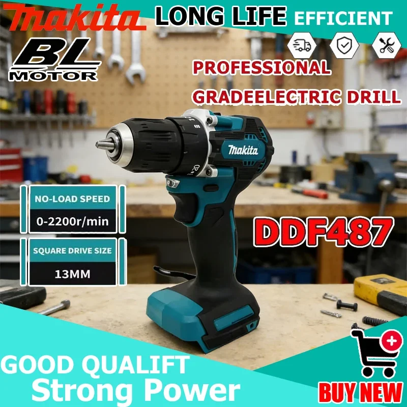 

Аккумуляторный ударный шуруповерт Makita DDF487 18В, бесщеточный, с электродвигателем, перезаряжаемый