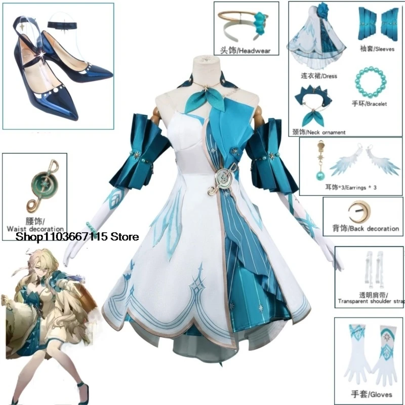 

Cosplay Robin Aventurine Costume Game Honkai: Star Rail Lovely Uniform Dress Headwear Wig Full Set Halloween Party Con Outfits