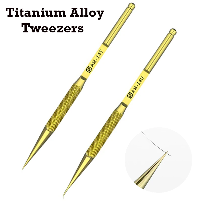 

1/2pcs 14T/14U Titanium Alloy Tweezers High Hardness Oxidation Resistance Tweezer Repair Tool For Mobile Phone iPad Computer