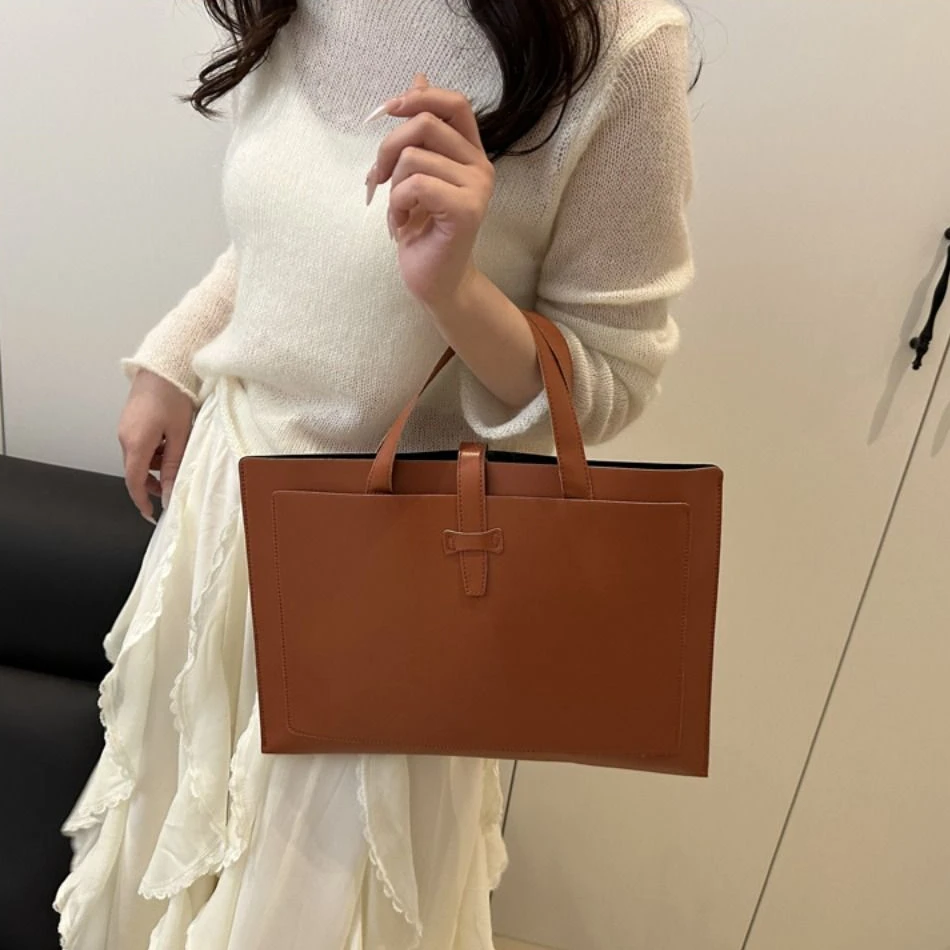 بسيطة بلون ملف حمل حقيبة بو الجلود حقيبة أعمال عارضة مكتب كمبيوتر محمول حقيبة يد الرجال النساء