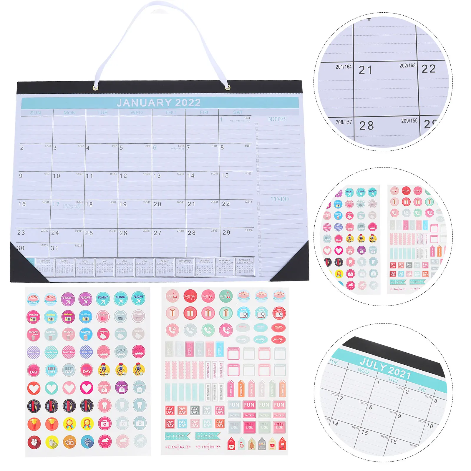 1 pezzo inglese 2022 calendario da parete sospeso materiale cartaceo pratico calendario da parete per ufficio con prendere appunti