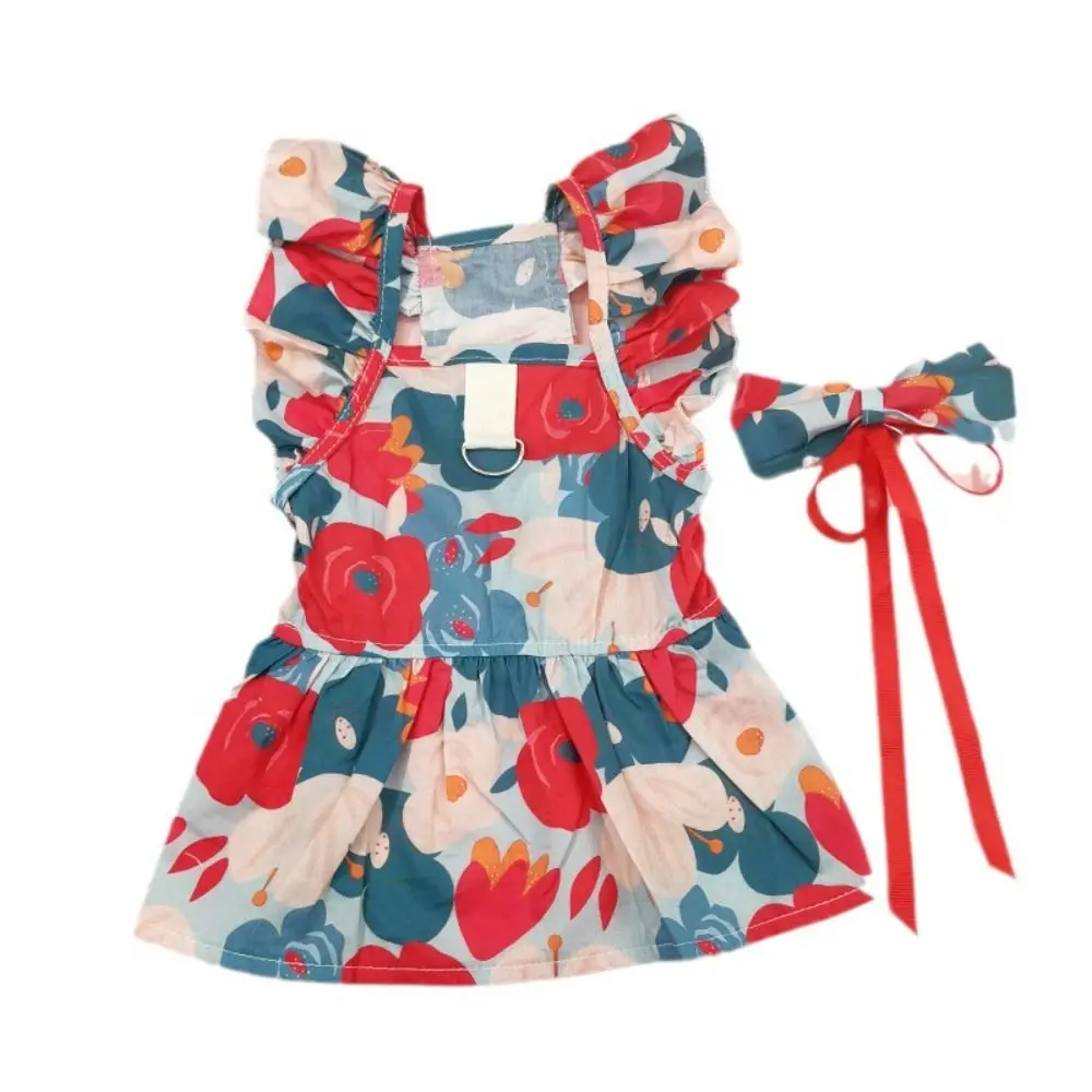 Comfortable Cotton Cat Ruffle Dress Sleeveless Comfortable Pet Dress Spring Summer Breathable Dog Costume Skirt Small Dogs