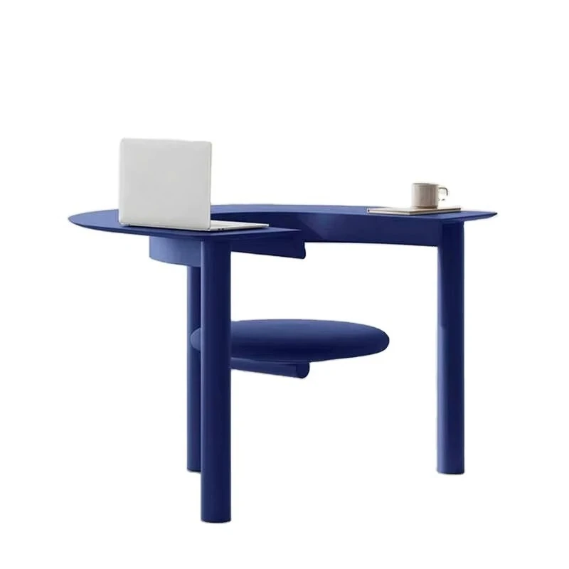 Aluminum multifunctional indoor/outdoor set with colorful tables, chairs, workbenches, dining area and lounge area