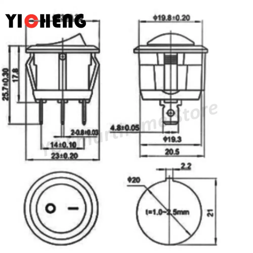 1Pcs KCD1 12V/220V ON/OFF 3Pin รอบ Rocker สวิทช์ไฟ LED ส่องสว่างด้วยแสง,สวิทช์ไฟ
