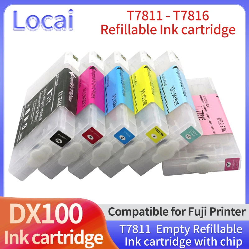 T7811-T7816 Empty refillable ink cartridge with chips for Fujifilm Frontier-S DX-100 Fuji DX100 Printer (6 colors available)