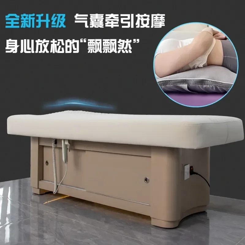 Bohorio Electric Beauty Bed with Air Pressure Massage and Ambient Light Special Embroidery Treatment Table for Spa