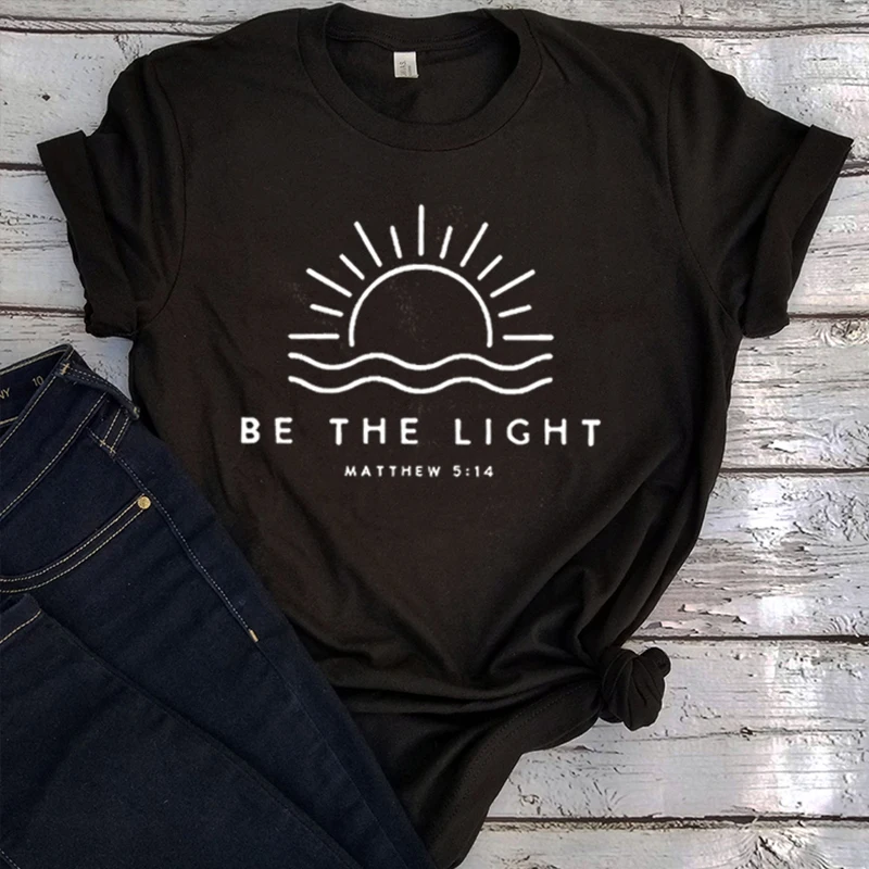 

The Light Tshirt Gift for Christians Bible Verse Tee Religious Vintage Clothes Faith Women T Shirt Church Tshirt Gothic