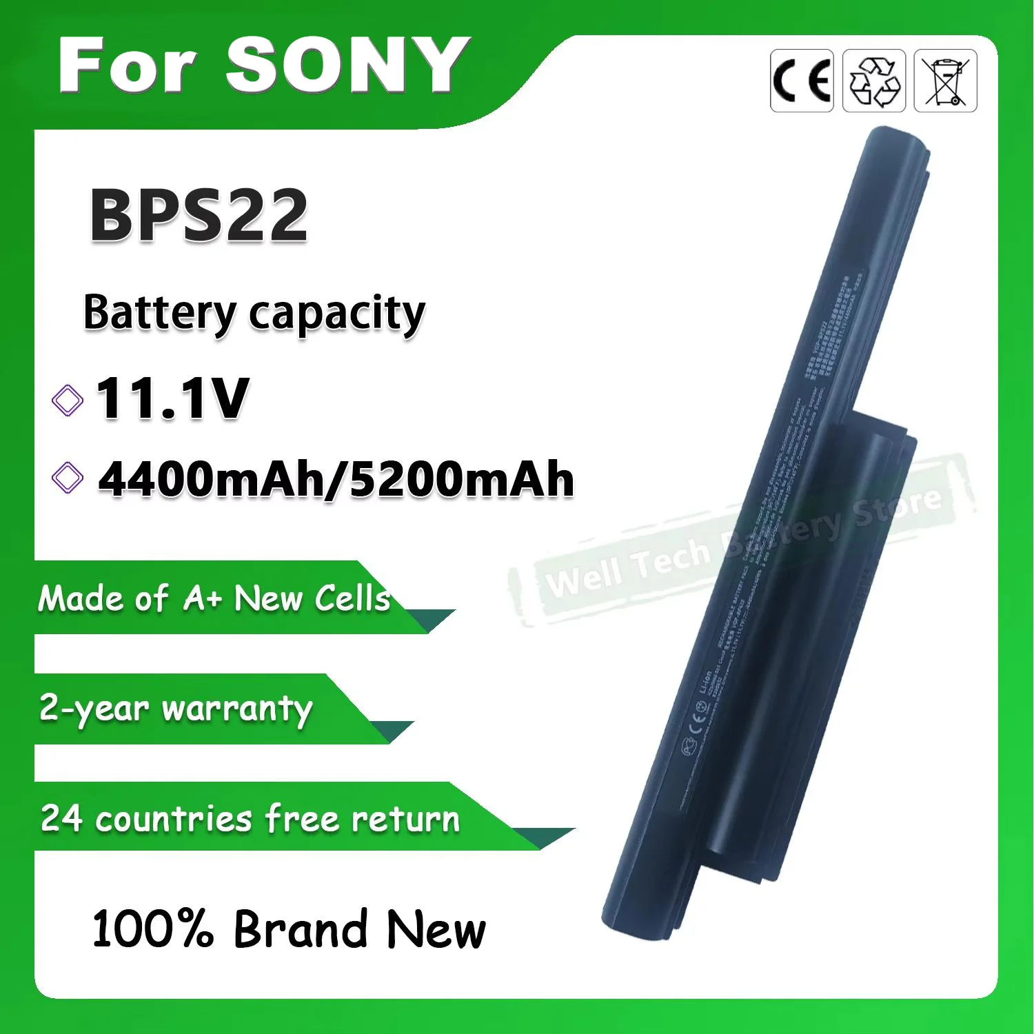 BPS22 Laptop Battery Compatible with Sony VIAO VPCEA\EB  VPCEA2S1C VPCEA2S3C VPCEA2S2C VPCEA28EC VPCEA27EC/ VPCEA25EC  VPCEA1S3C