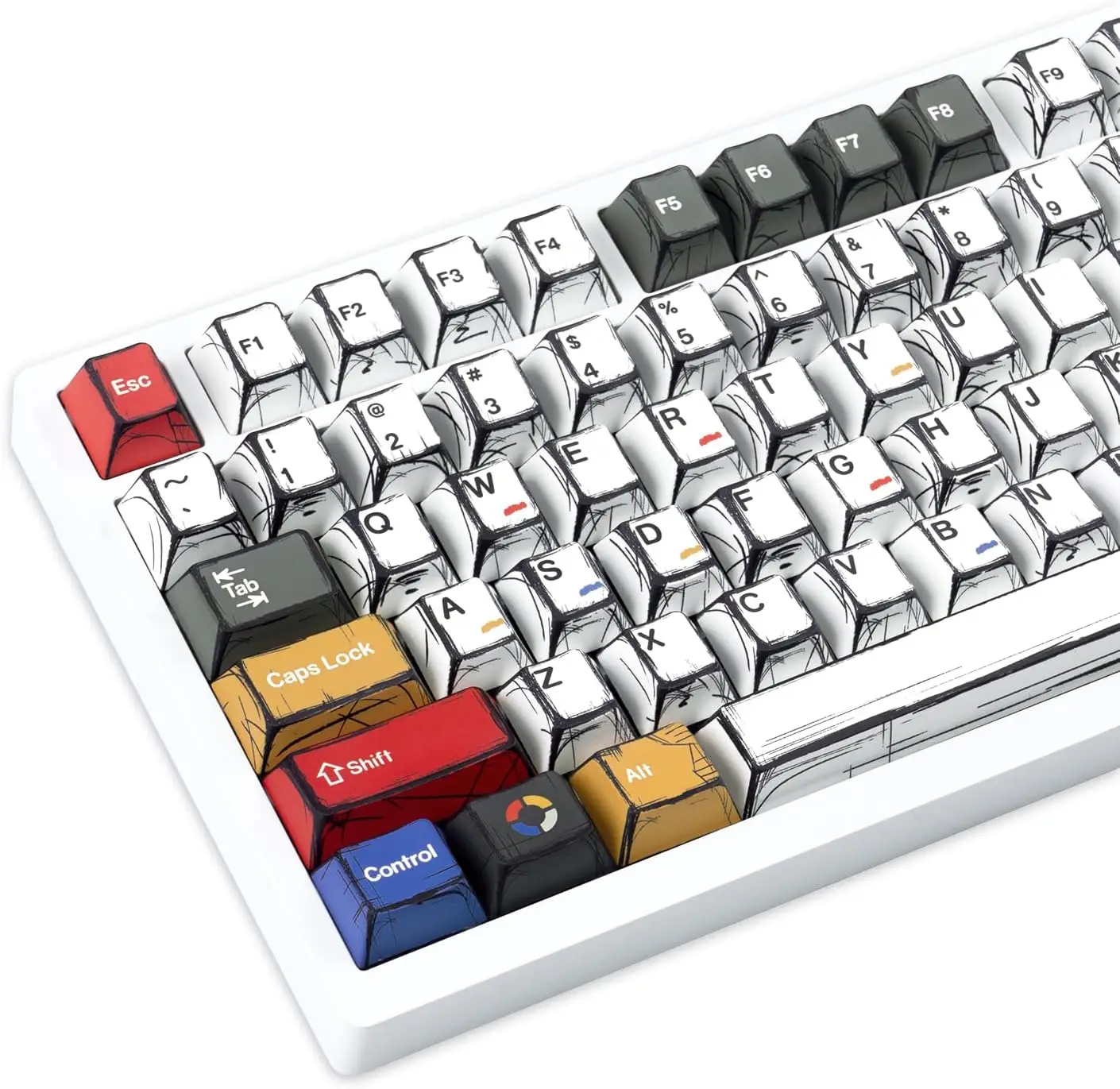 Manga Keycaps Cherry Profile Dye Sublimation Custom Key caps 130 Keys Keyboard Keycaps Set for 60% 65% 75% 100% Cherry MX Mechan
