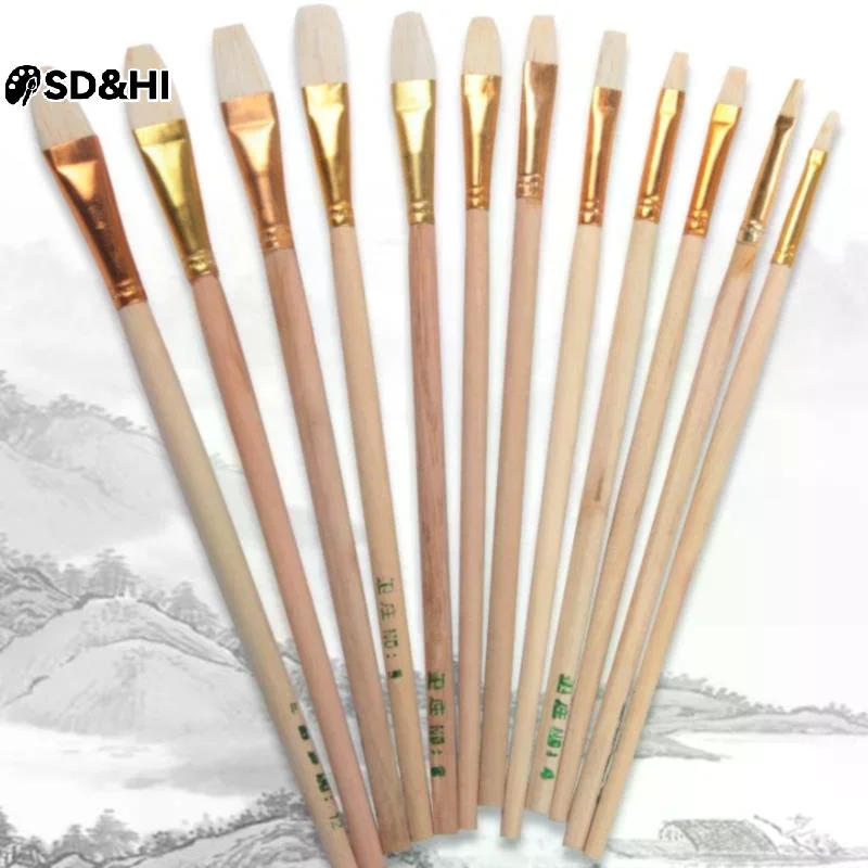 12pc Pottery Art Wool Brush Set for Ceramic Glaze/painting Coloring Watercolor