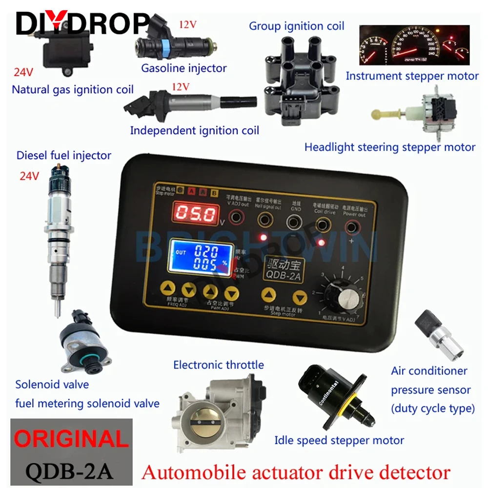 QDB-2A 3A Automobile Ignition Coil Tester Car Idle Stepping Motor Solenoid Valve Injector Actuator Fault Detector Driver Meter