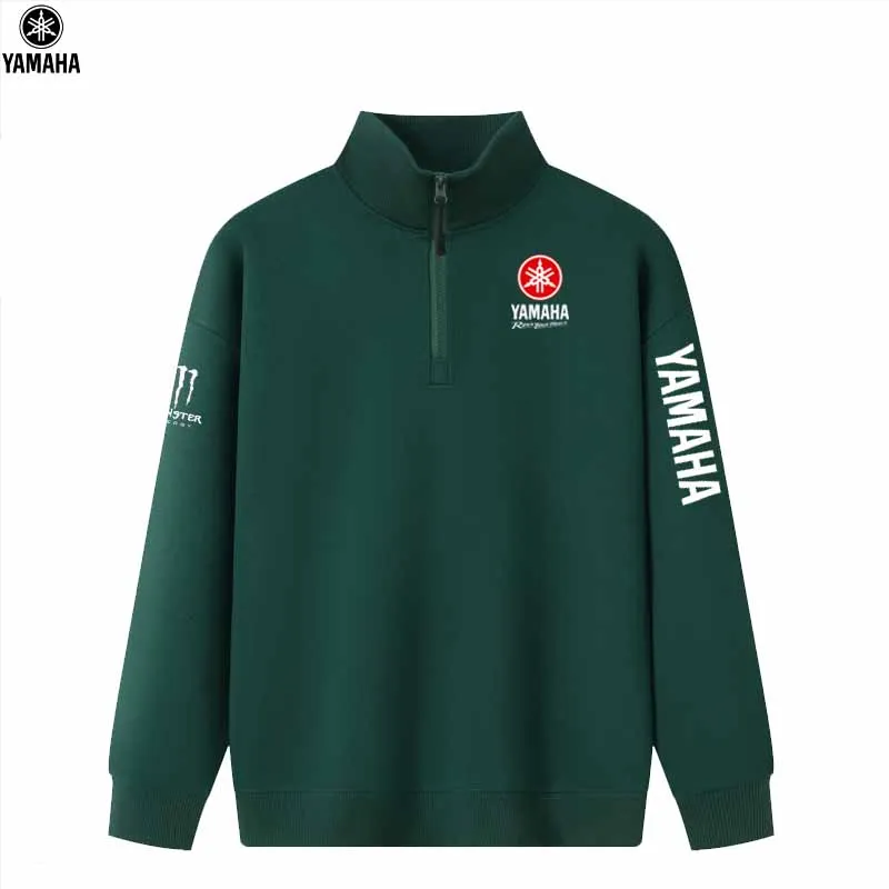 Yamaha Logo Motorcycle Racing Team Men's Zippered Stand-Up Collar Shirt - 2026 New Fashion Men's Sport Sweater - Suitable for Sp
