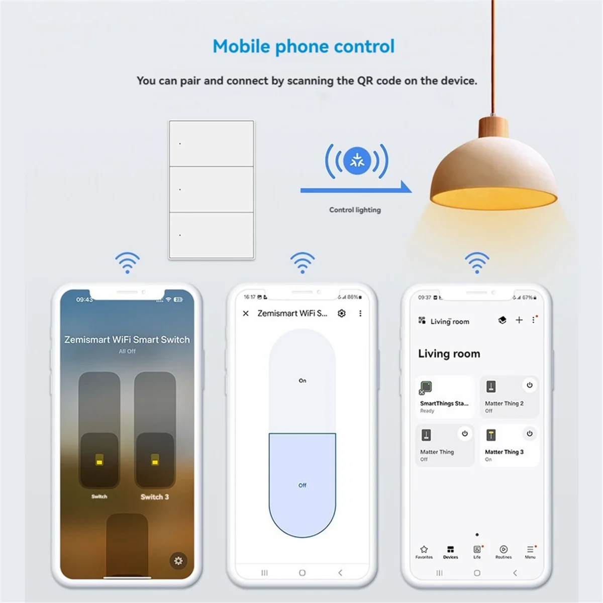 ABDX-Matter WiFi Smart Switch Wall Light Switch Smart Control 1 2 3 4 6 Gangs Button for SmartThings Homekit APP 2