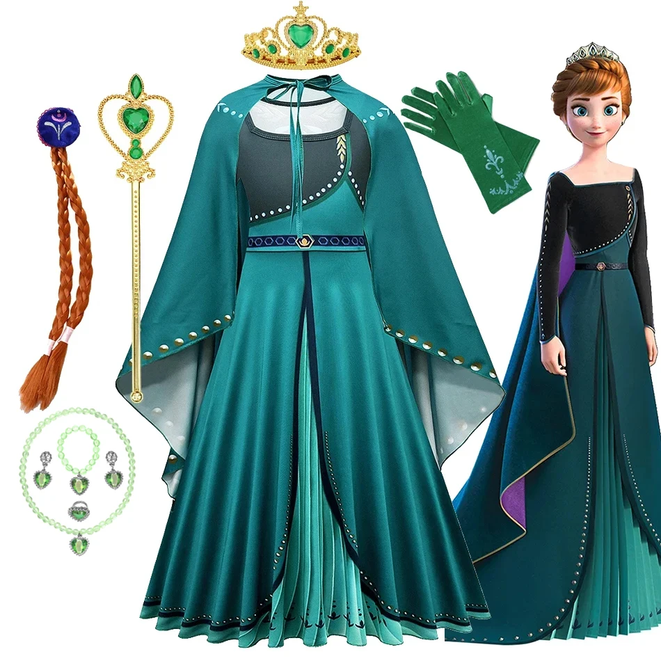 Disney Anna Princess Girls Fancy Dress Up Clothes Children Birthday Party Frozen Anna Princess Halloween Cosplay Costume