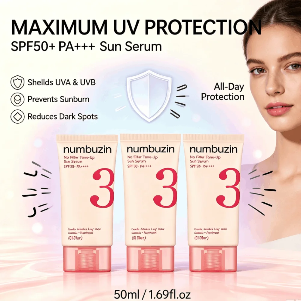 Numbuzin Sun Serum Spf50+ Pa++++ Strengthen Skin Barrier Anti‑UV Prevent Dark Spot Hydrating Primer Calm Redness Facial Sunscree