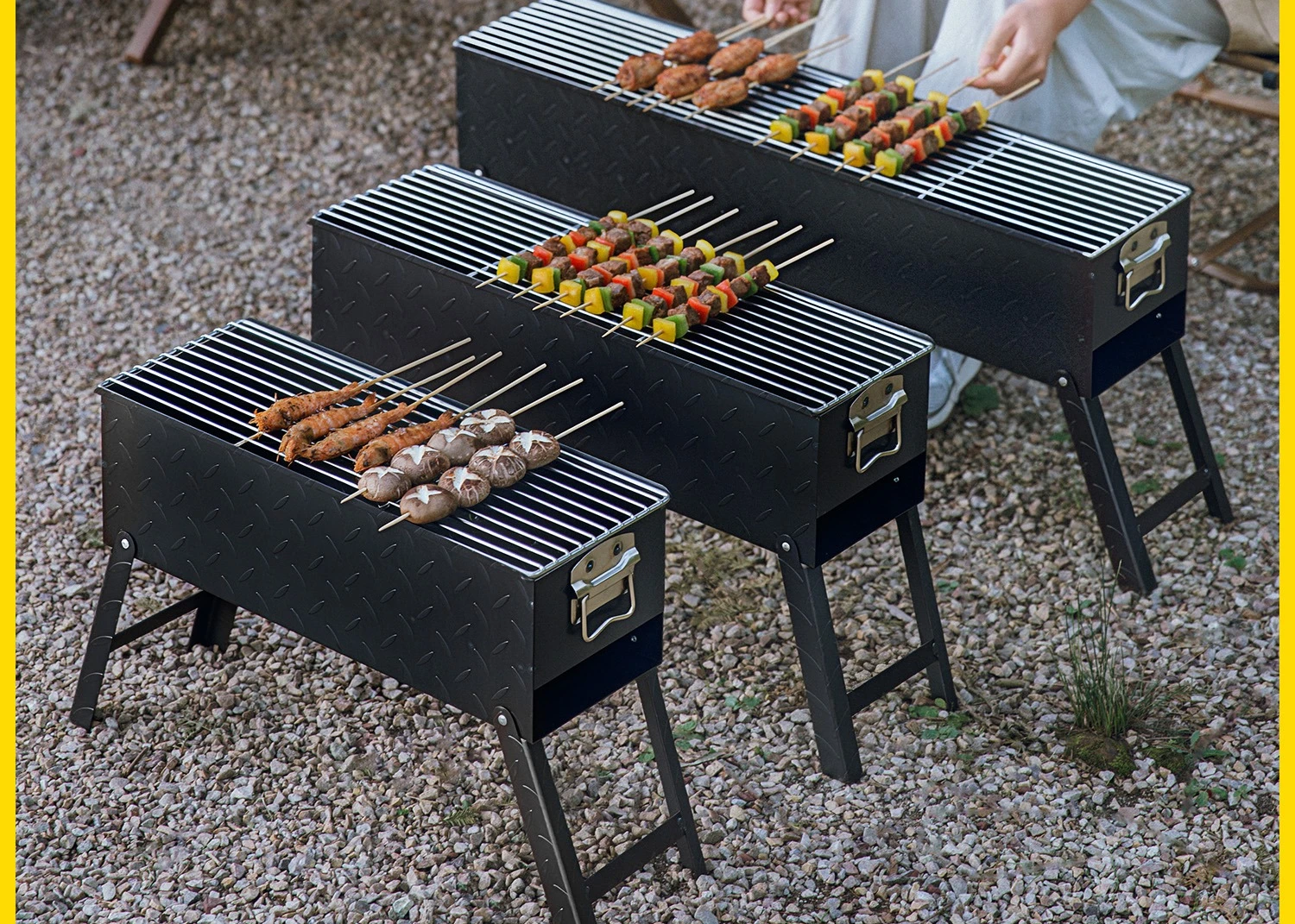 

Household Outdoor Charcoal Grill Tools Portable Full Stove Field Grill Shelves