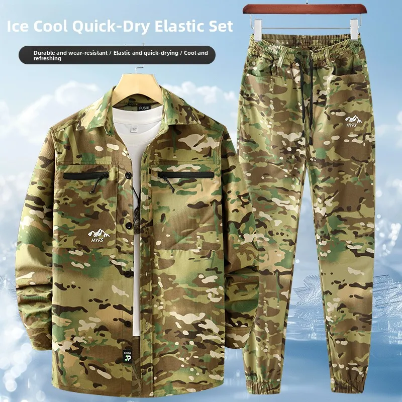 

Summer Thin Camouflage Workwear Set Men's Qui Dry Wear Resistant Tear Proof Labor Protection Clothing Breathable for Constr...