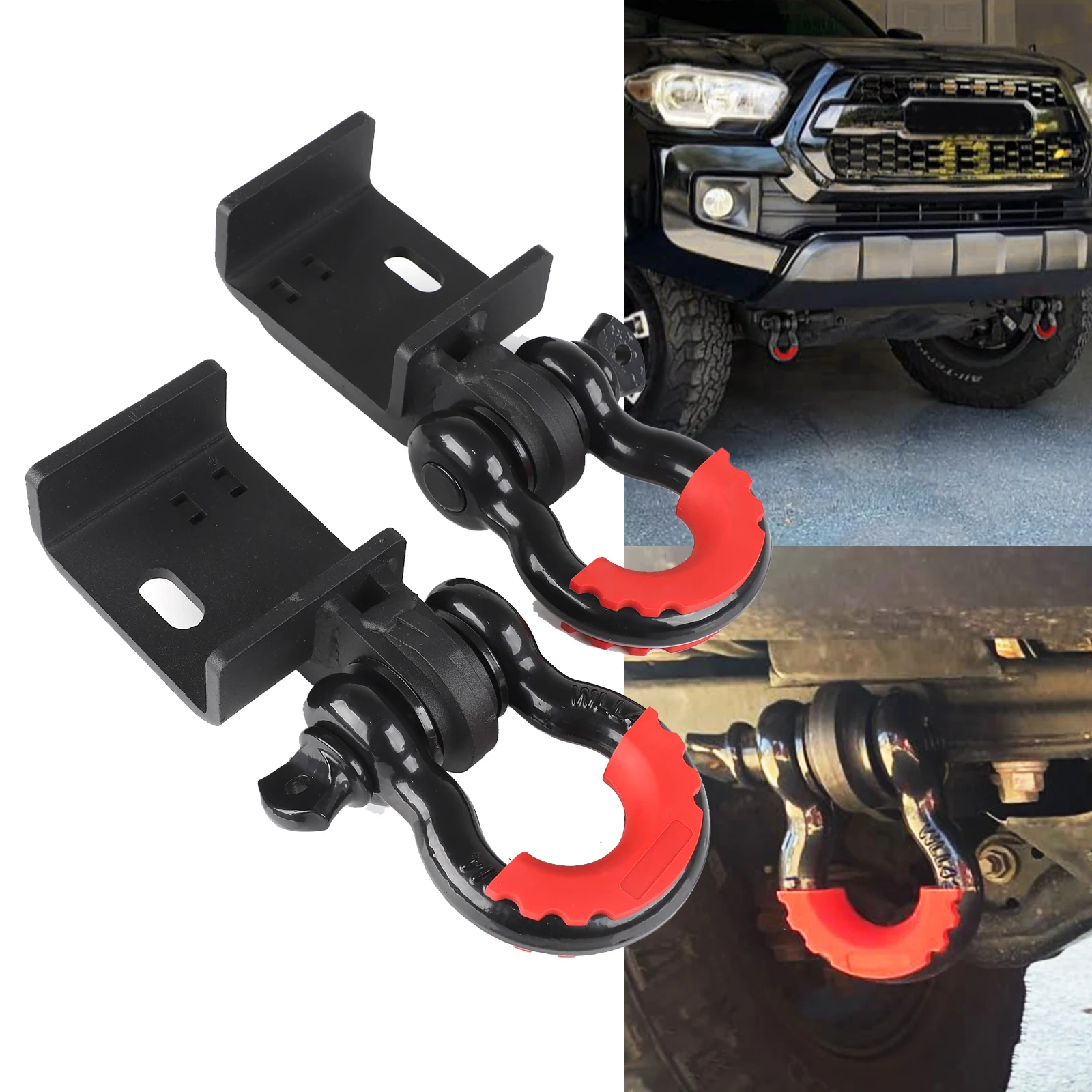 With 3/4 inch D Ring Shackle Front Demon Tow Hook Bracket For  Toyota Tacoma 2009-2024 For Trucks For Front Bumper