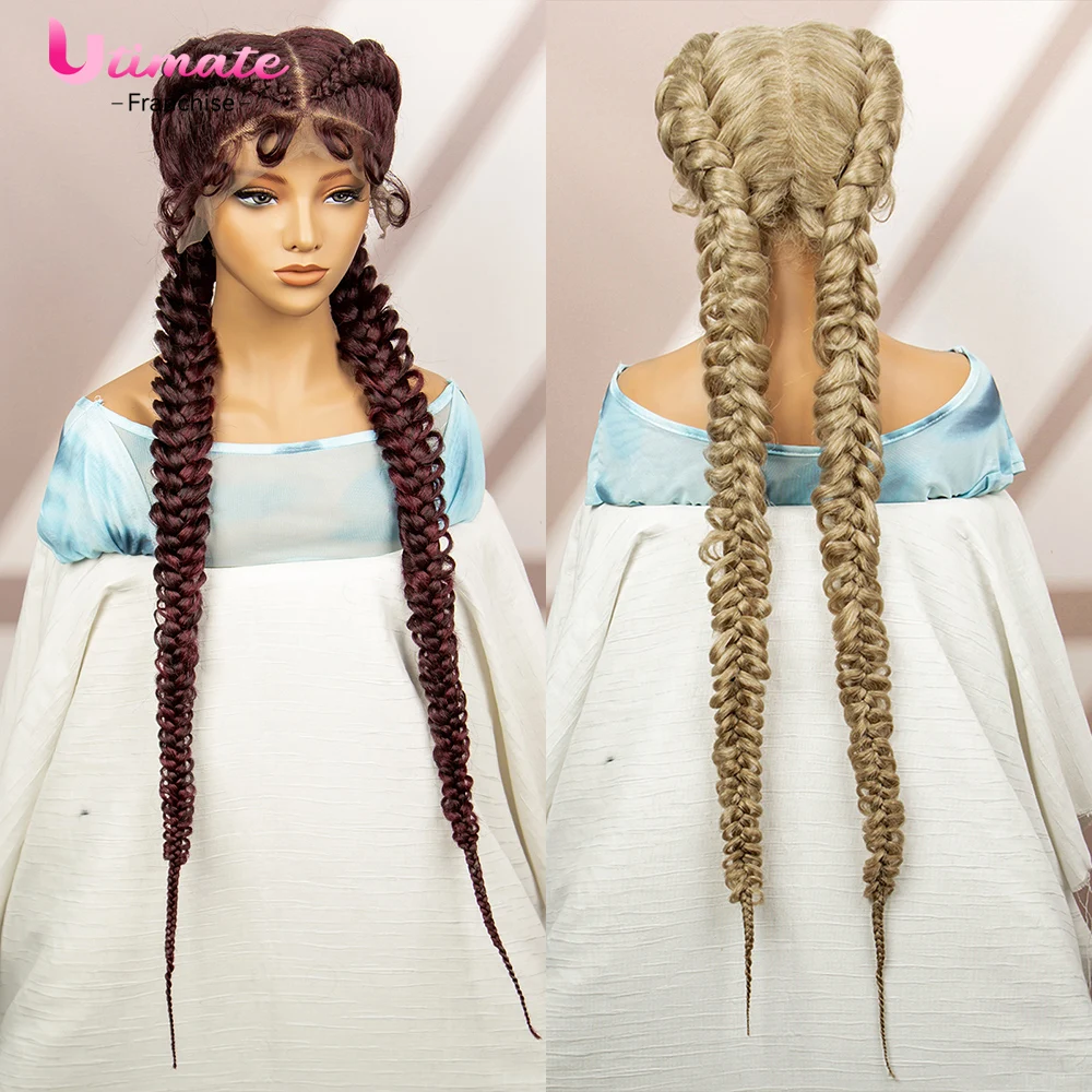 Synthetic Goddess Braided Wigs Cornrow Braided Wigs with Baby Hair Braids Wigs for Women Daily Use Knotless Wigs