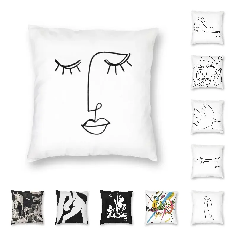 Pablo Picasso Luxury Cushion Cover Car Polyester Pillowcase Single Row Face Art  Sofa