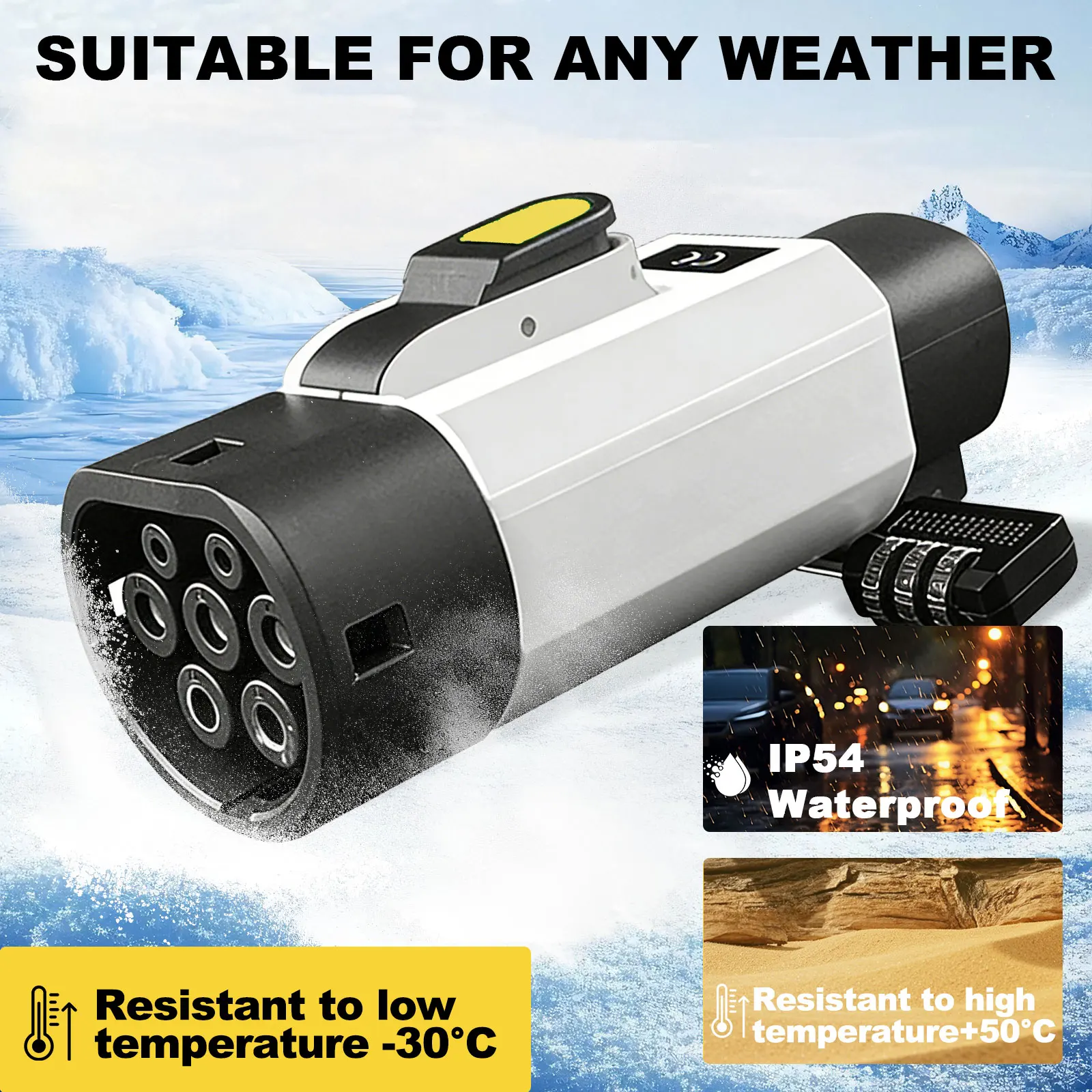 NACS to Type 2 Lockable anti-theft Adapter Electric Vehicle Charger Connector 32A 7KW 250V Tesla Charger to Type 2 Car Charging view 3