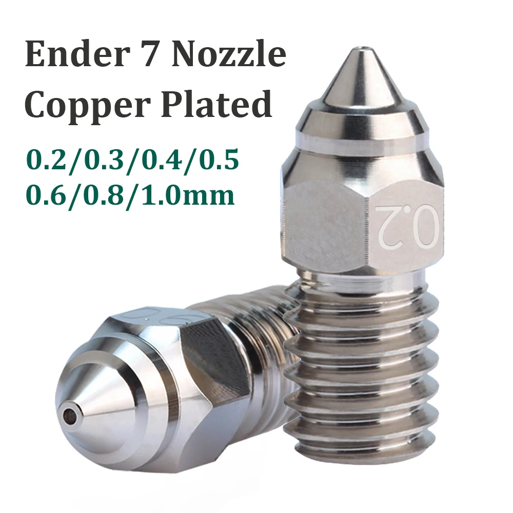 Newest 2pcs High Speed Copper Plated Ender 7 Nozzle 3D Printer Parts M6 Thread Nozzle For Ender 5 S1 Ender-7 Spider Hotend