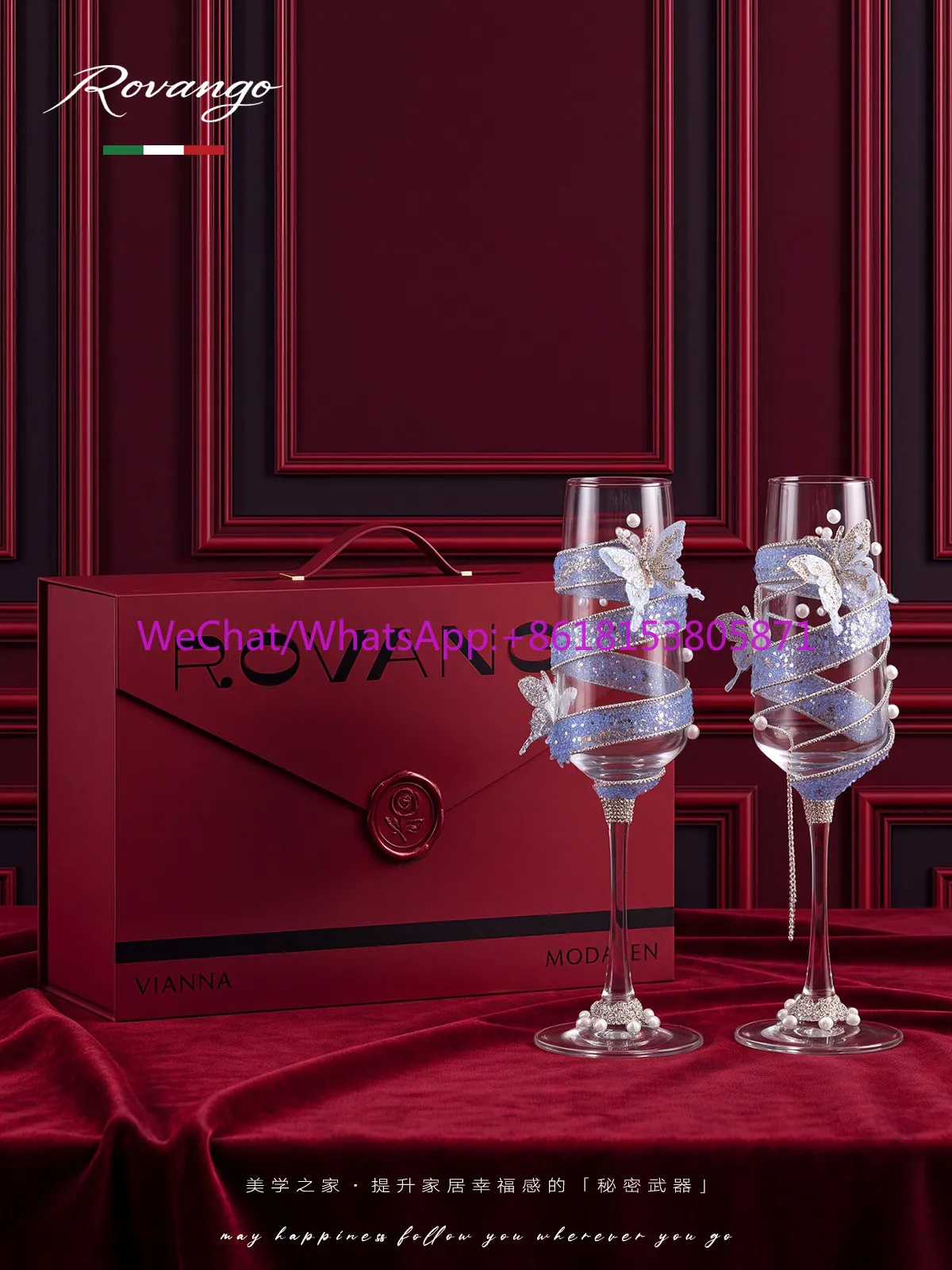 Handmade DIY glass champagne pair glass toast glass girlfriend wedding gift