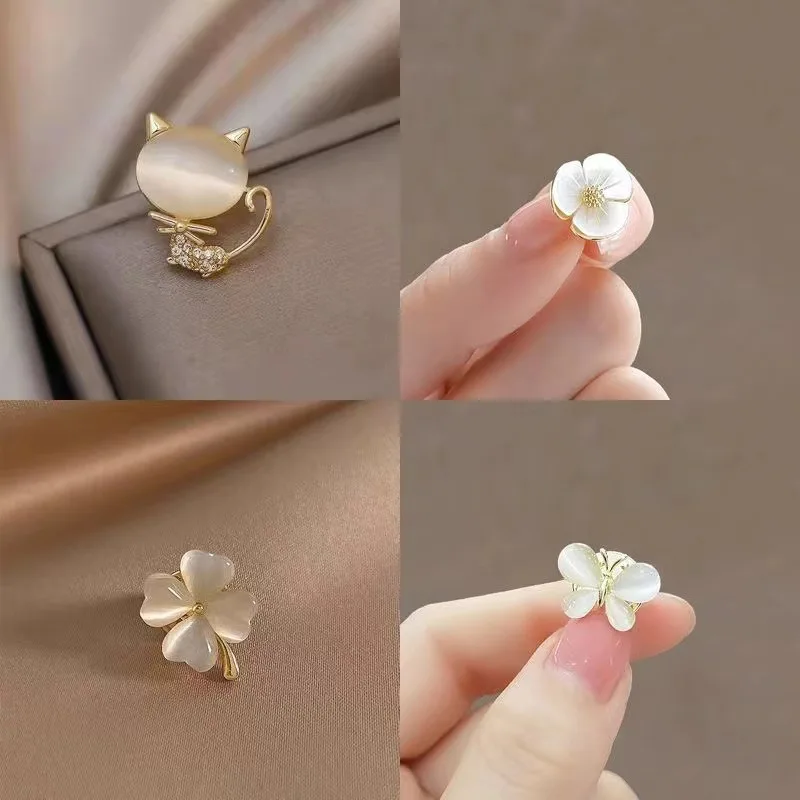 1PCS Women's Butterfly Knot Brooch Pin Anti-Exposure Clasp No Sew Lapel Pin for Shirt Dress Fashion Accessories