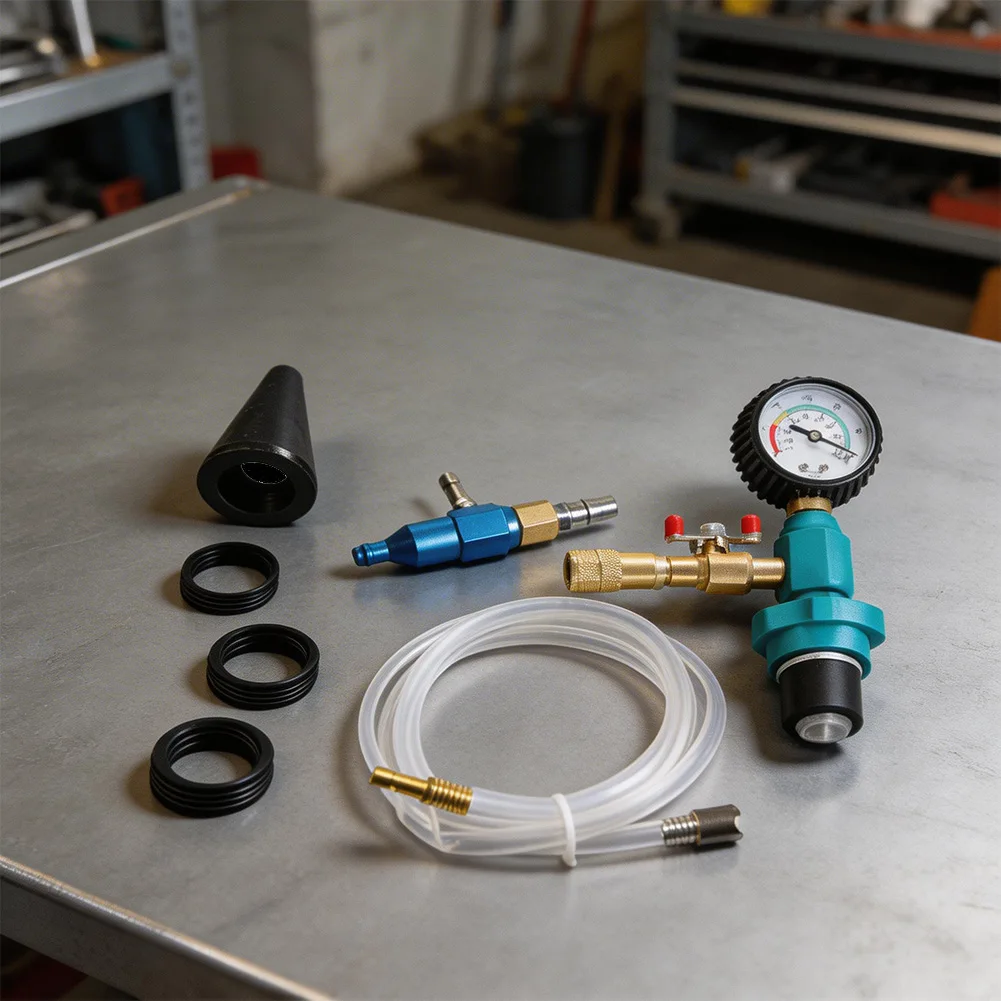 Coolant Vacuum Purge and Refill System with Metal Plastic Construction and Accurate Pressure Readings for Maintenance