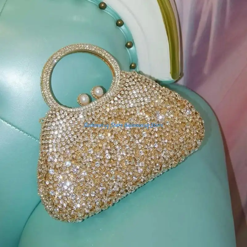 573B Contemporary Rhinestones Decorated Handheld Bag Crossbody Bags Perfect For Night Event With Compact Functional Design