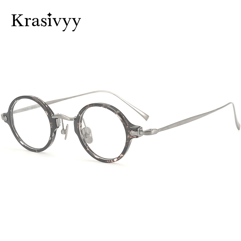 

Krasivyy Retro Round Titanium Glasses Frame Men Japanese Acetate Eyeglasses Males High Quality Brand Full-rim Eyewear Frames