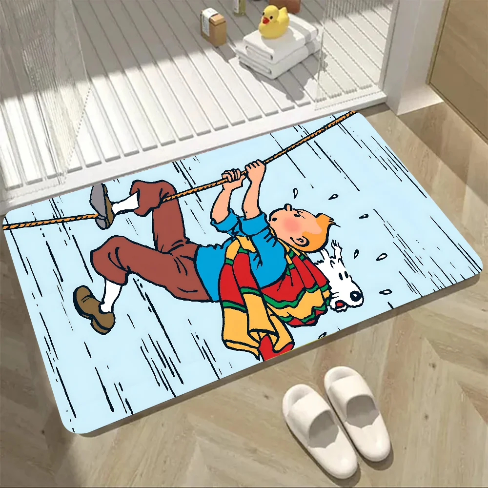 Tintin Les Aventures De Tintin Et Milou Floor Mat Doormats Home Carpet Foot Mat Bathroom Absorbent Mats Anti-Slip Mats Home