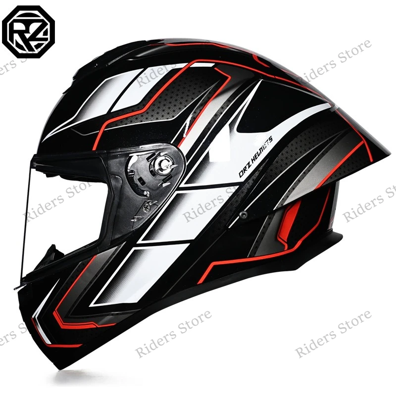 Full Face Motorcycle Helmet Single Lens Large Tail Wing for Men Women Racing Riding with Bluetooth Slot Universal All Season