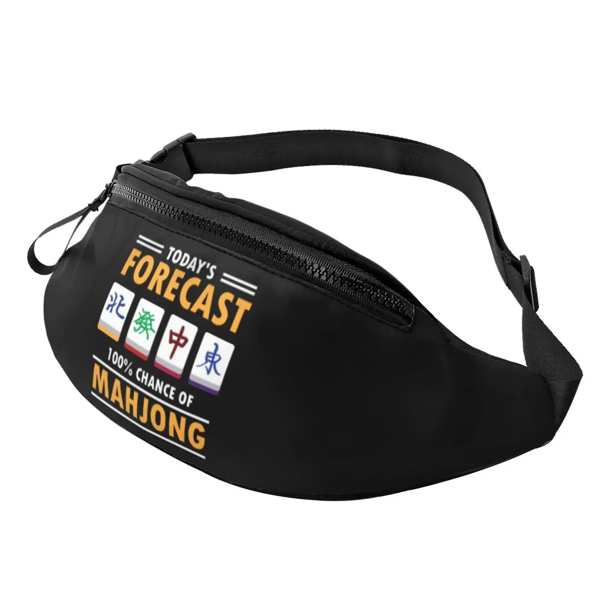 Custom Mahjong Fanny Pack Men Women Cool Mah Jong Chinese Game Fan Gift Crossbody Waist Bag for Hiking Phone Money Pouch