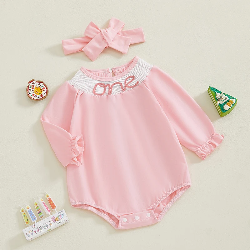 

Infant Girls Jumpsuits Party Outfits Floral Print Ruffle Sleeve Rompers with Matching Headband for Special Occasions