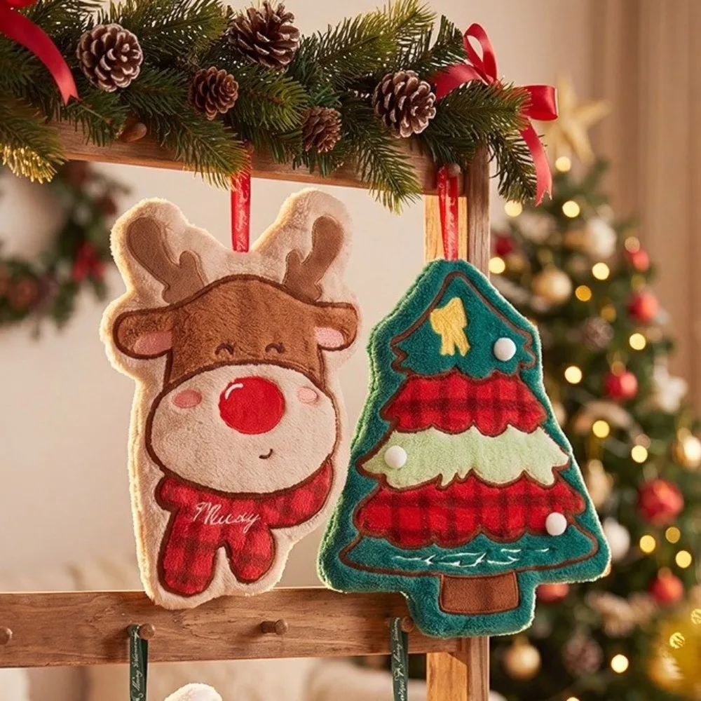 Coral Velvet Coral Fleece Hand Towels Polyester Super Absorbent Hanging Bathroom Towel Reindeer Soft Dish Towel Christmas