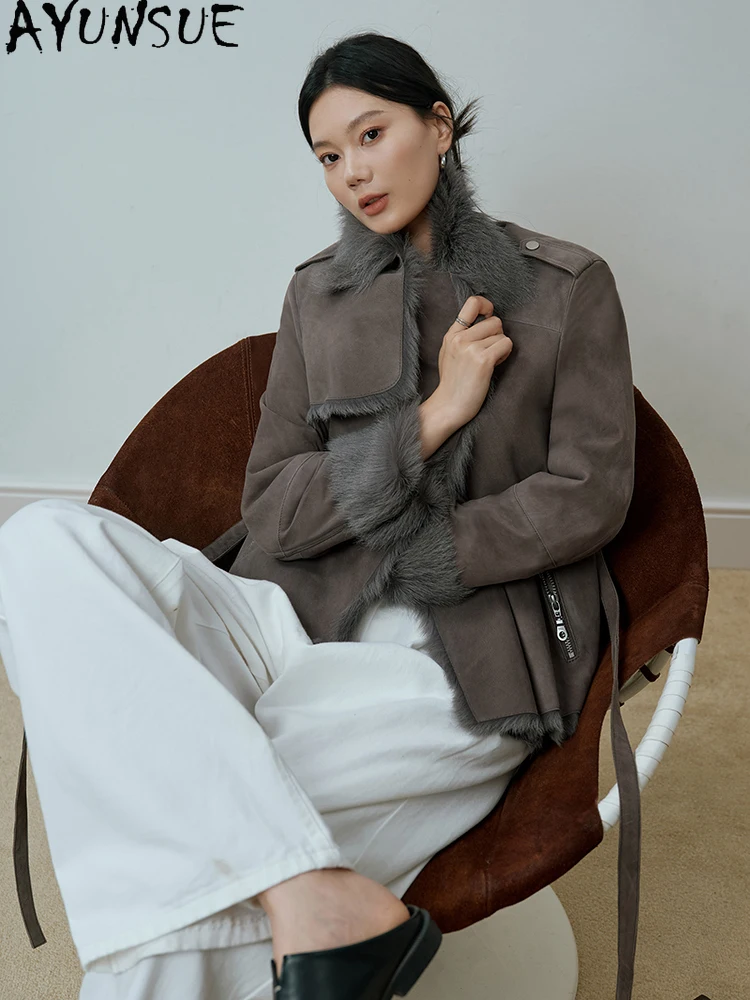 

AYUNSUE Genuine Leather Jacket Women 2025 Natural Sheepskin Fur Coat Woman New in Coats Warm Winter Clothes Fashion Шуба Женская